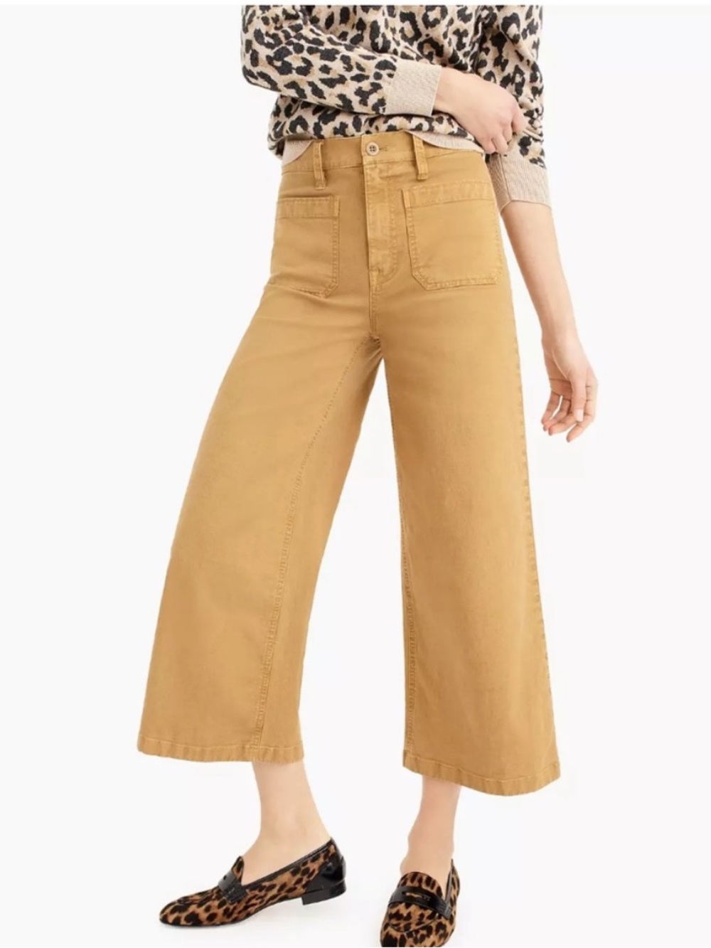 J.Crew Point Sur Wide Leg Crop Pants Caramel Mustard Yellow Size 26
